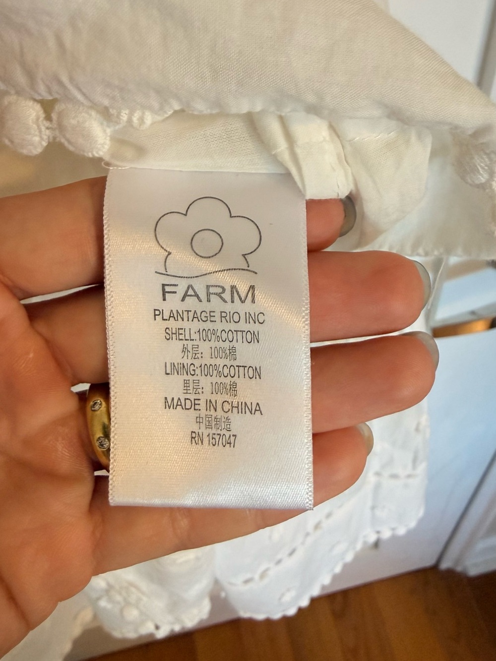 Farm Rio Harmonia White Floral Appliqué Midi Dress - Picture 6 of 6